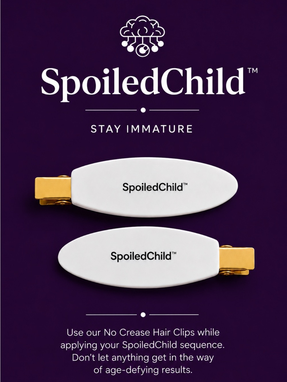 Spoiled White No-Crease Hair Clips with Gold Hardware - Set of 2